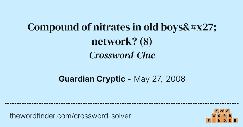 Compound of nitrates in old boys' network? crossword clue image