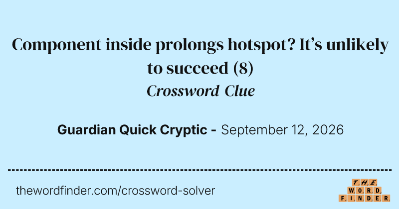 Component inside prolongs hotspot? It’s unlikely to succeed crossword clue image