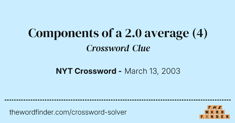Components of a 2.0 average crossword clue image