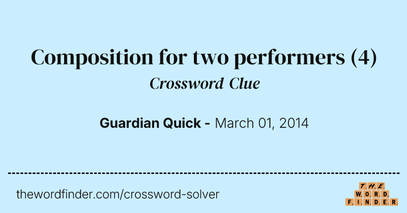 Composition for two performers crossword clue image