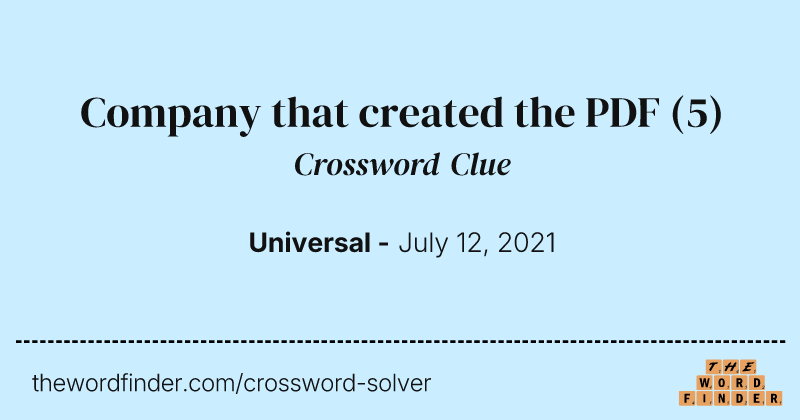 Company that created the PDF crossword clue image