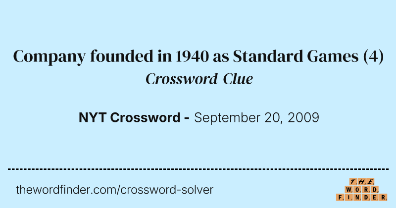 Company founded in 1940 as Standard Games crossword clue image