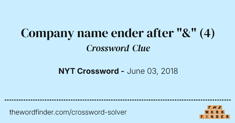 Company name ender after "&" crossword clue image