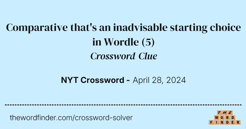 Comparative that's an inadvisable starting choice in Wordle crossword clue image