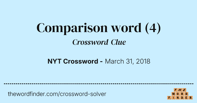 Comparison word crossword clue image