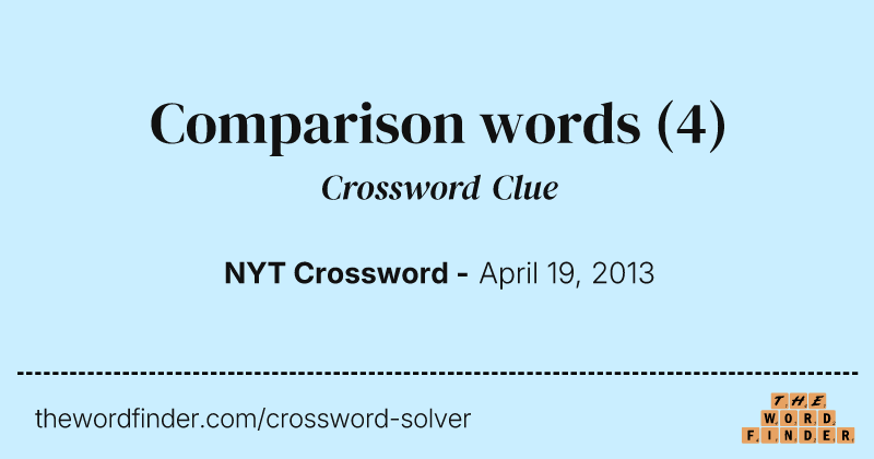 Comparison words crossword clue image