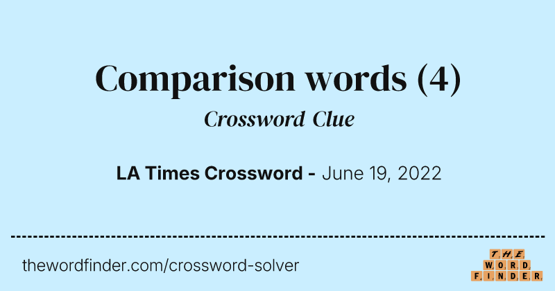 Comparison words crossword clue image