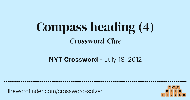 Compass heading crossword clue image