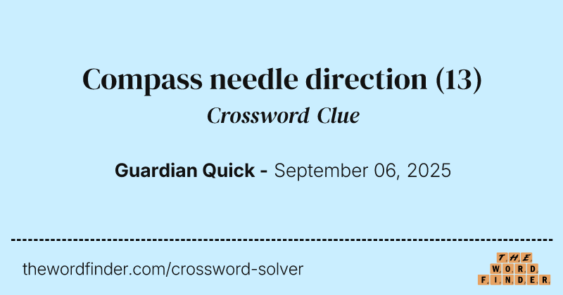 Compass needle direction crossword clue image