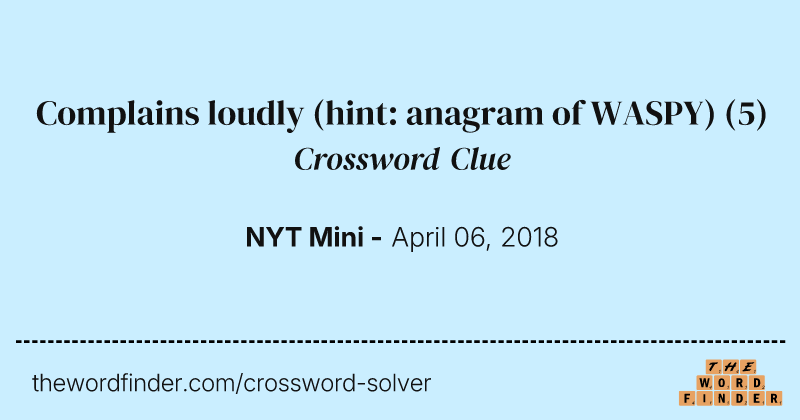 Complains loudly (hint: anagram of WASPY) crossword clue image