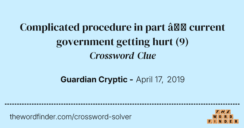 Complicated procedure in part — current government getting hurt crossword clue image