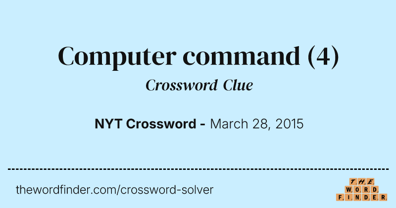 Computer command crossword clue image