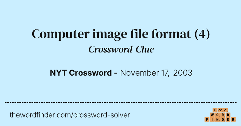 Computer image file format crossword clue image