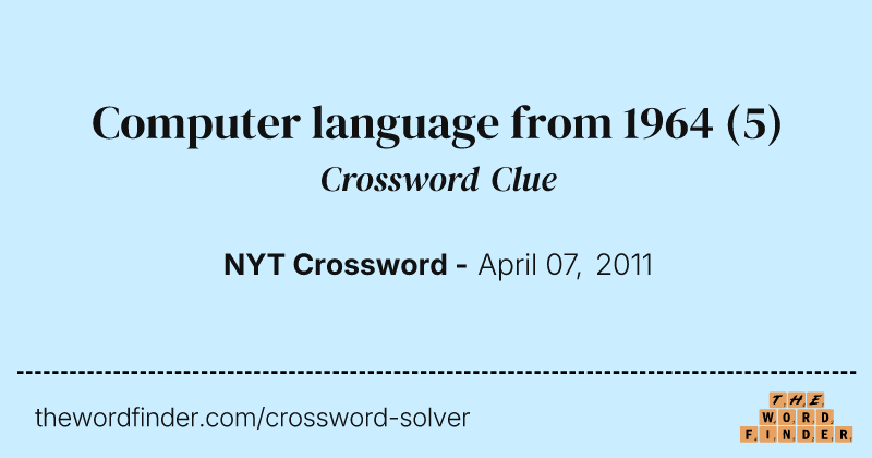 Computer language from 1964 crossword clue image
