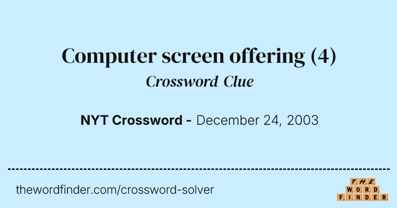 Computer screen offering crossword clue image