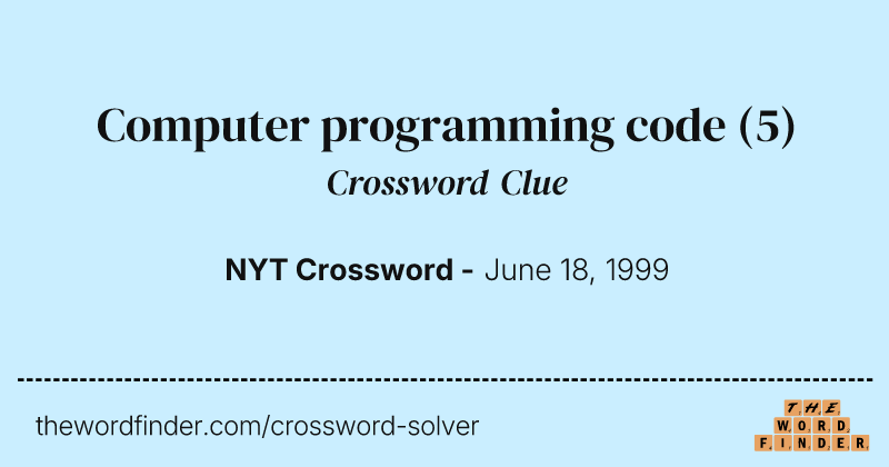 Computer programming code crossword clue image