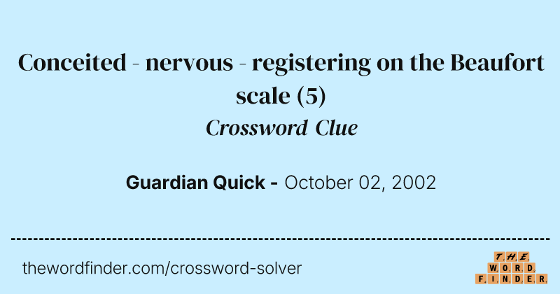 Conceited - nervous - registering on the Beaufort scale crossword clue image