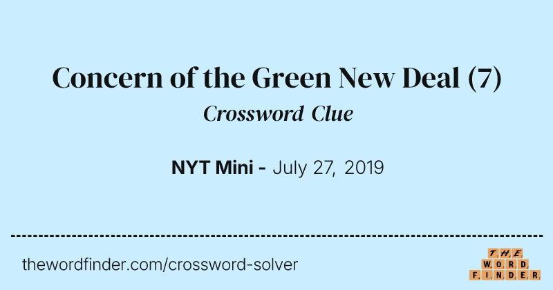 Concern of the Green New Deal crossword clue image