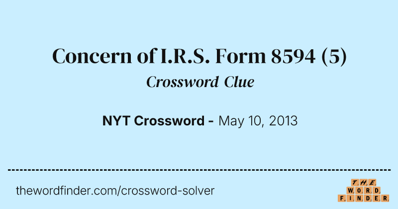 Concern of I.R.S. Form 8594 crossword clue image