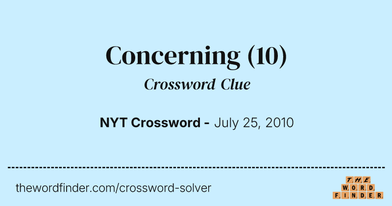 Concerning crossword clue image