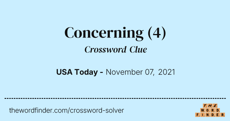 Concerning crossword clue image