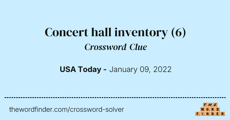 Concert hall inventory crossword clue image