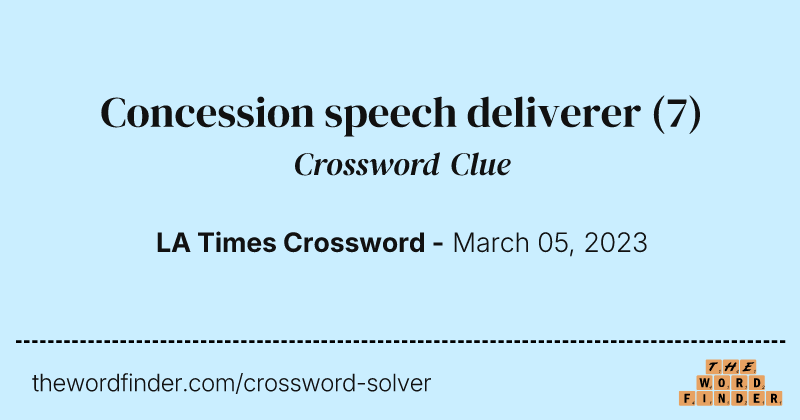 Concession speech deliverer crossword clue image
