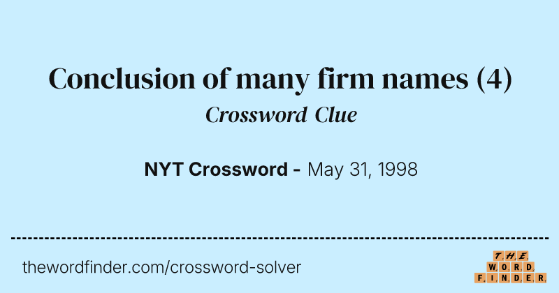 Conclusion of many firm names crossword clue image