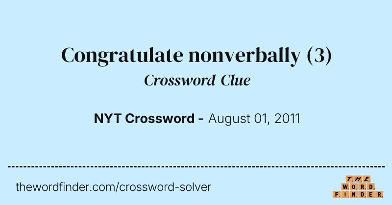 Congratulate nonverbally crossword clue image