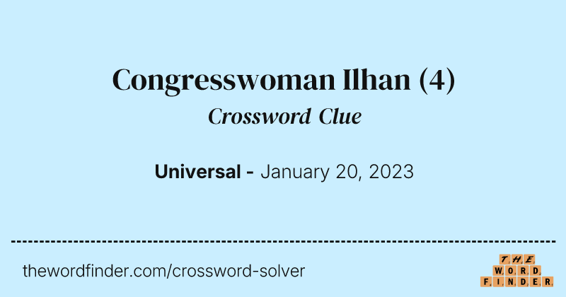 Congresswoman Ilhan crossword clue image