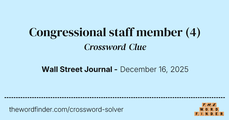 Congressional staff member crossword clue image