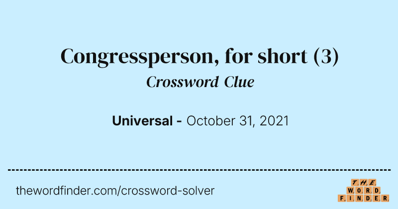 Congressperson, for short crossword clue image