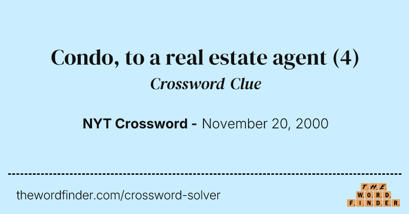 Condo, to a real estate agent crossword clue image