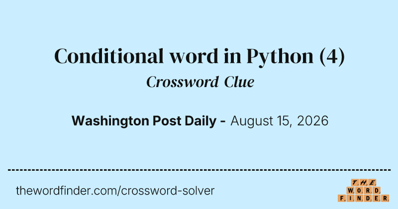 Conditional word in Python crossword clue image
