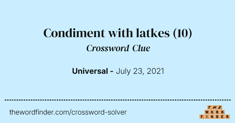 Condiment with latkes crossword clue image