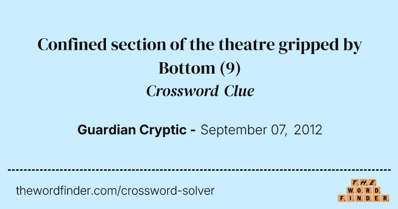 Confined section of the theatre gripped by Bottom crossword clue image