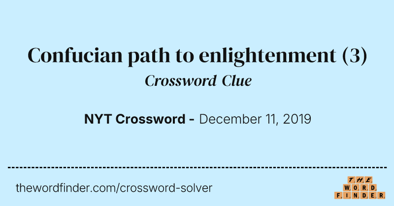 Confucian path to enlightenment crossword clue image