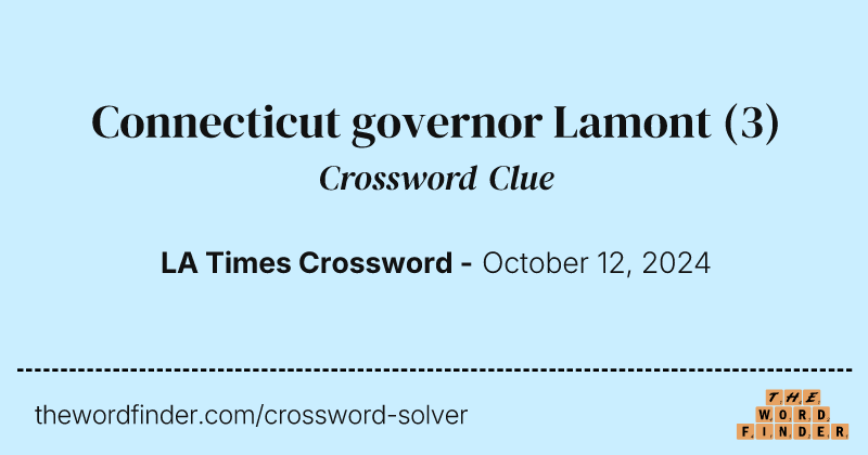 Connecticut governor Lamont crossword clue image