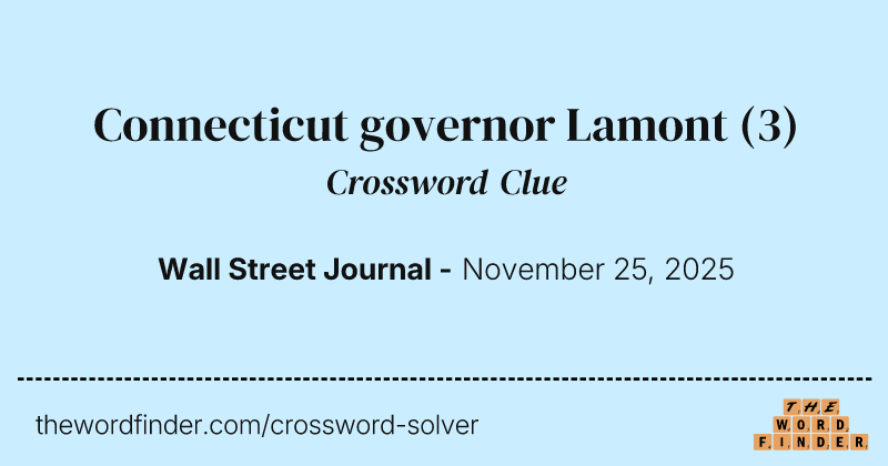 Connecticut governor Lamont crossword clue image