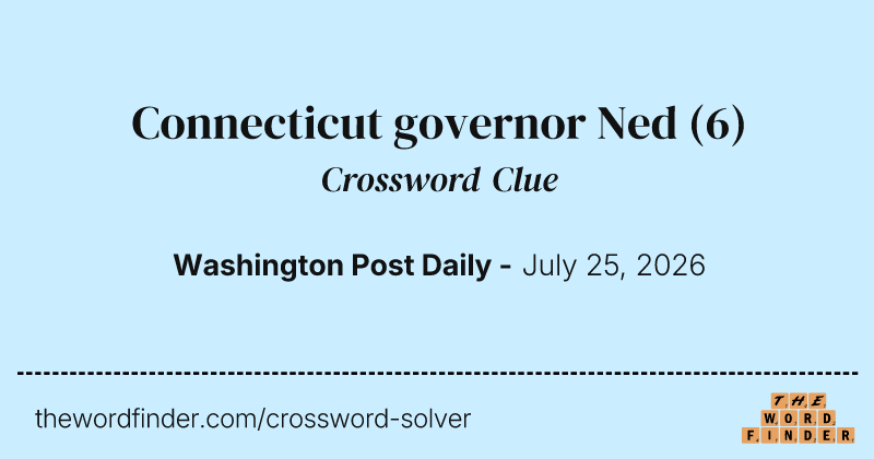 Connecticut governor Ned crossword clue image