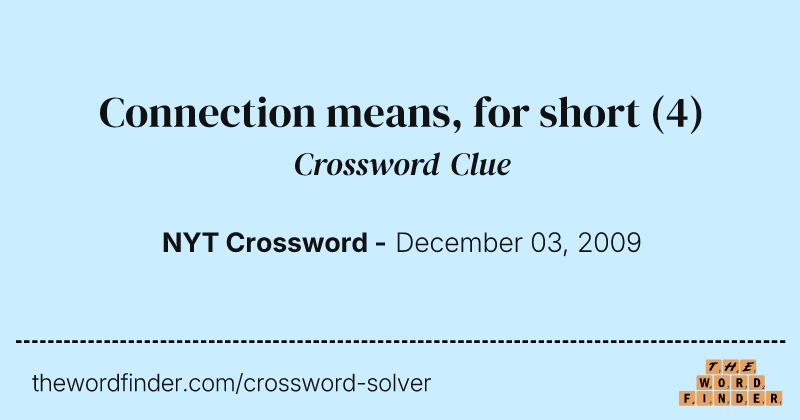 Connection means, for short crossword clue image