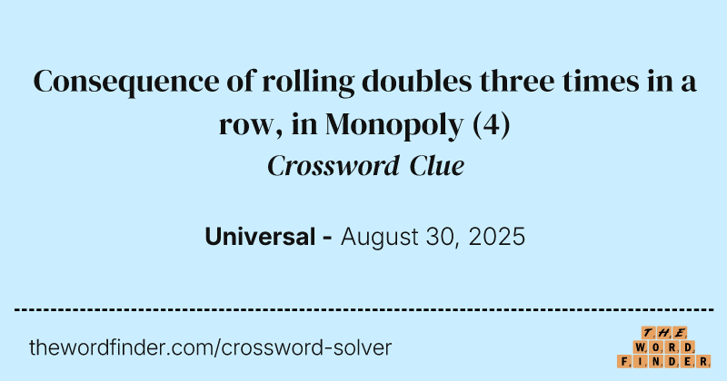 Consequence of rolling doubles three times in a row, in Monopoly crossword clue image
