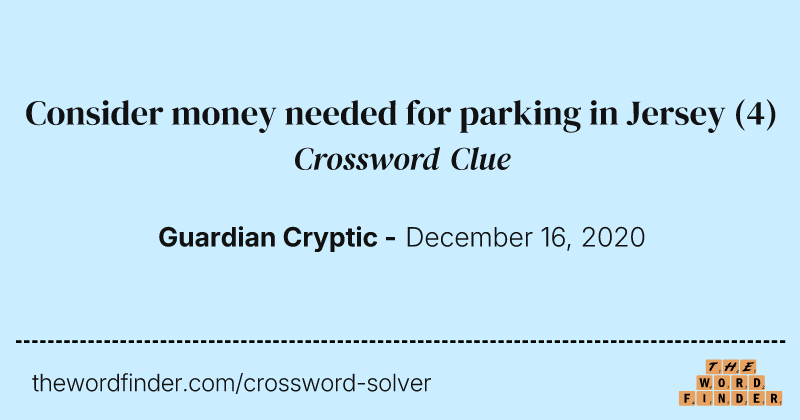 Consider money needed for parking in Jersey crossword clue image