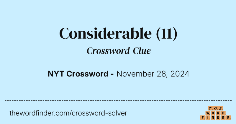 Considerable crossword clue image