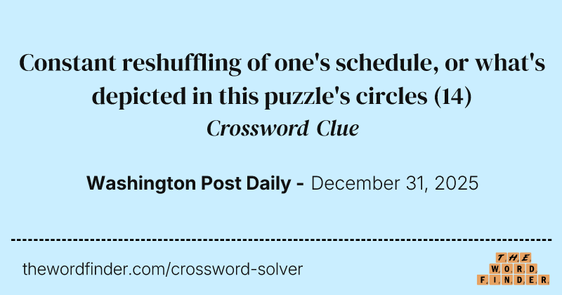 Constant reshuffling of one's schedule, or what's depicted in this puzzle's circles crossword clue image