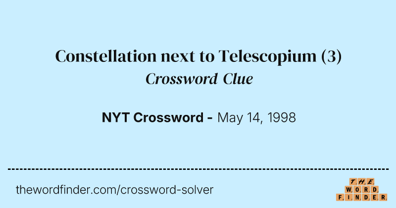 Constellation next to Telescopium crossword clue image