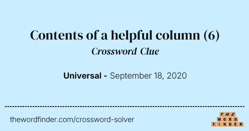 Contents of a helpful column crossword clue image