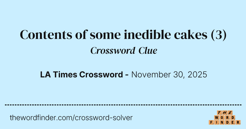 Contents of some inedible cakes crossword clue image