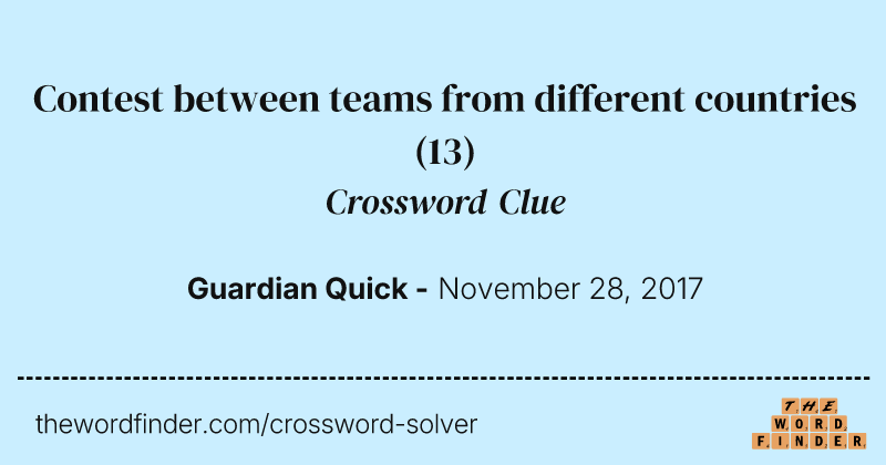 Contest between teams from different countries crossword clue image