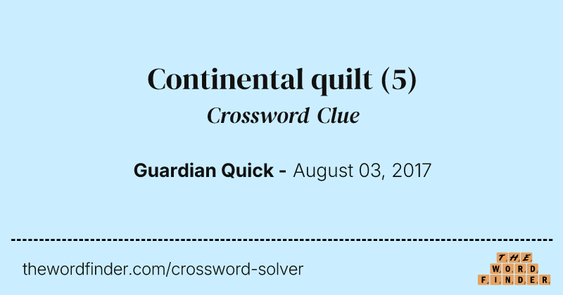 Continental quilt crossword clue image